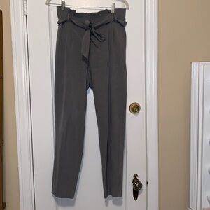 Loft Light Gray Paper Bag Waist Slacks Cropped